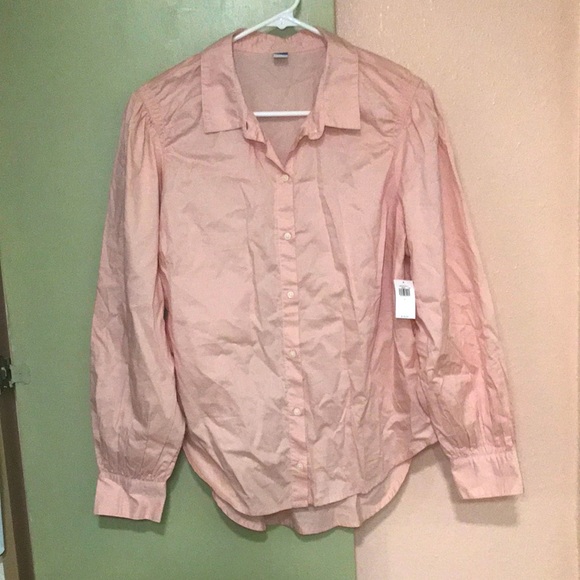 Old Navy Women’s Button Down Size Large NEW Pink/Blush With White Buttons Shirt - Picture 1 of 3